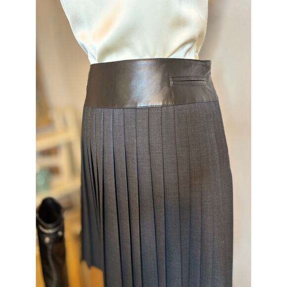 W by Worth Dresses & Skirts - W BY WORTH Wool Blend Leather Upper Waist Pleated Skirt